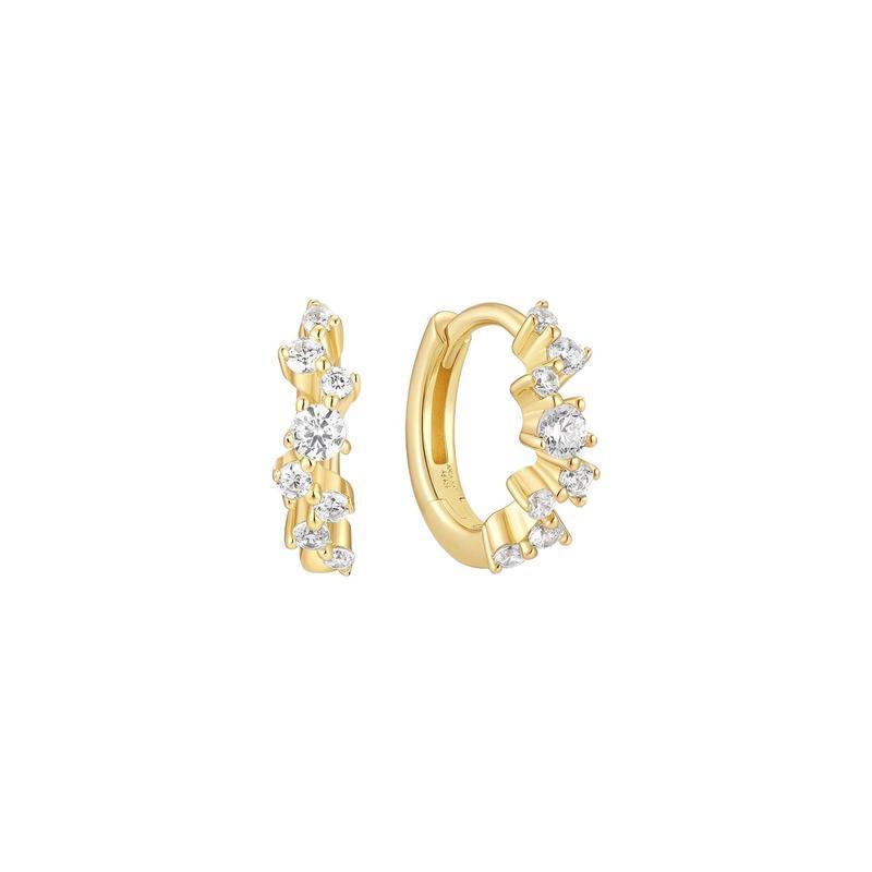 Ania Haie Gold Zig-Zag Pave Huggie Hoop Earrings