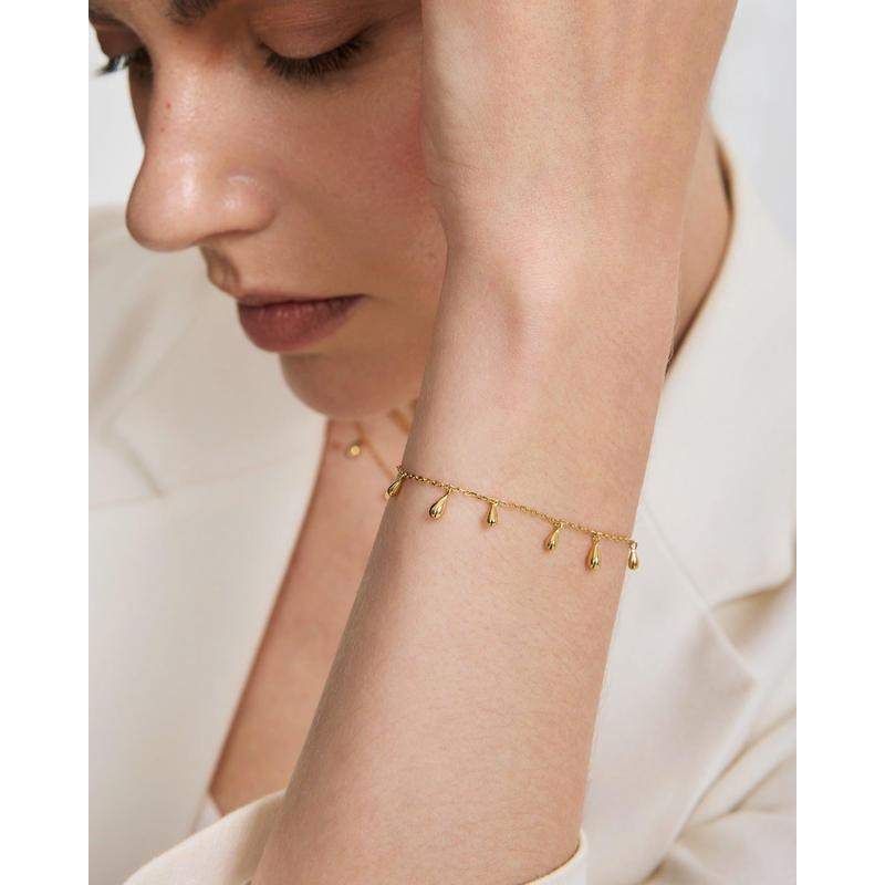 Ania Haie Polished Teardrop Dangle Station Bracelet