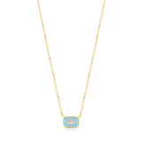 Ania Haie Powder Blue Enamel Emblem Gold Necklace