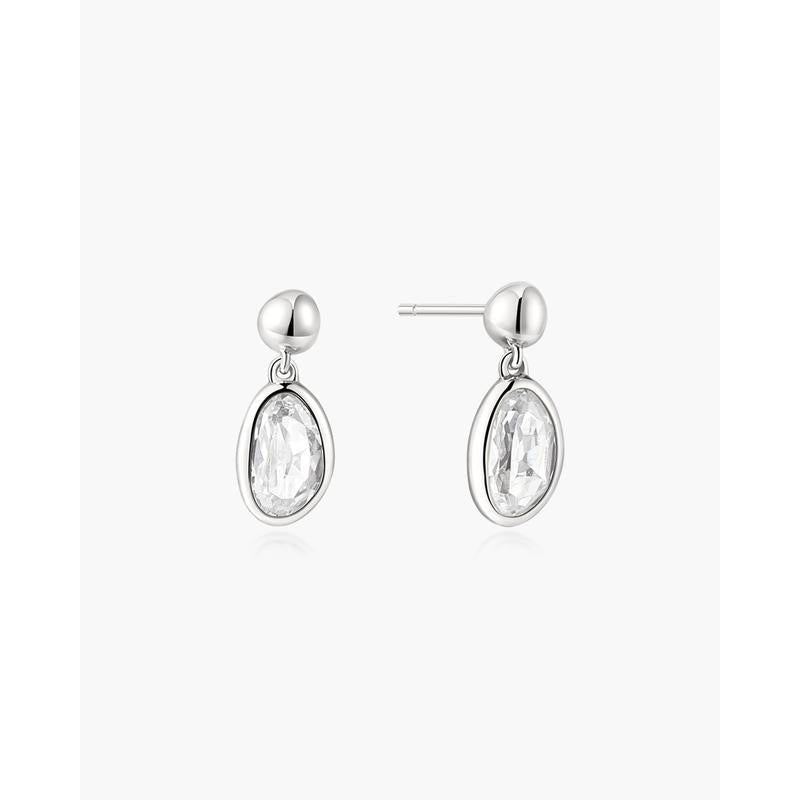 Ania Haie Silver Bezel Organic Pebble Dangle Stud Earrings
