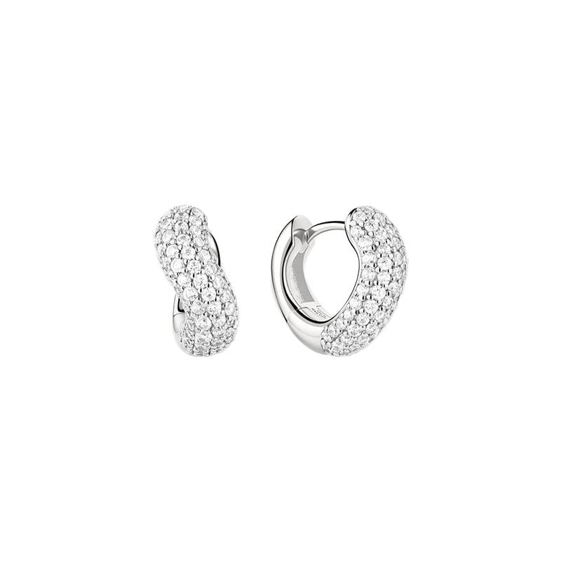 Ania Haie Silver Chunky Pave Wave Huggie Hoop Earrings