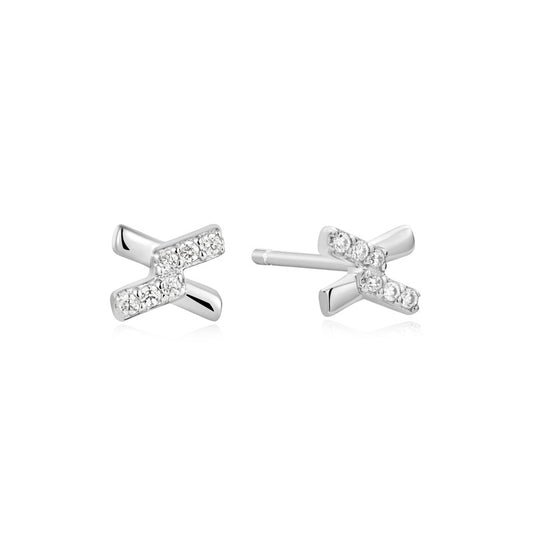 Ania Haie Silver Cross Cubic Zirconia Studs