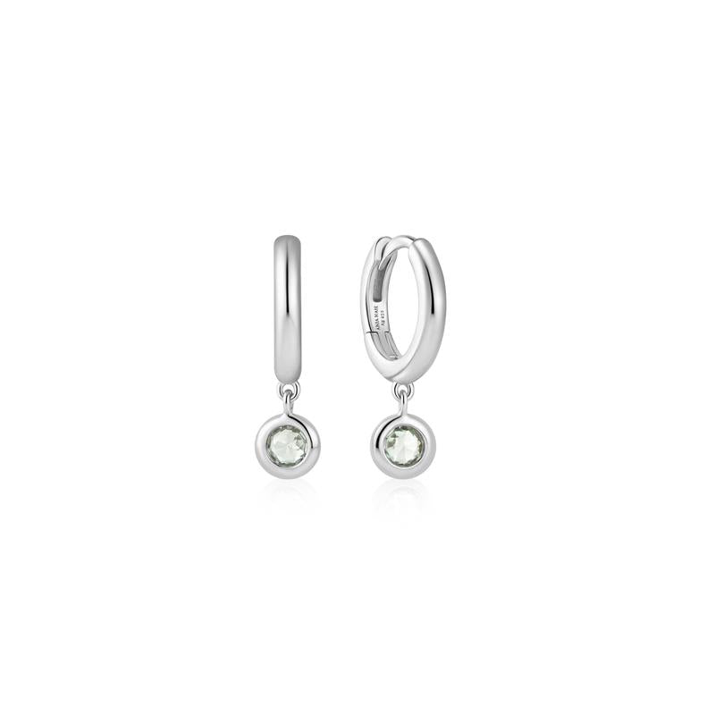 Ania Haie Silver Dangling Mint Green Huggie Hoop Earrings