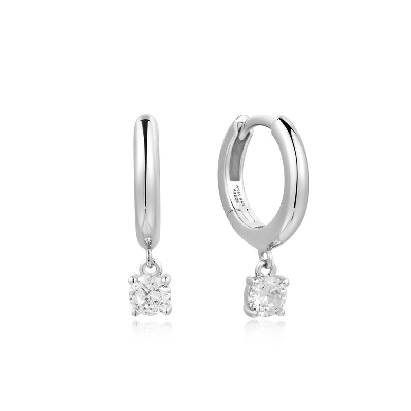 Ania Haie Silver Drop Solitaire Huggies