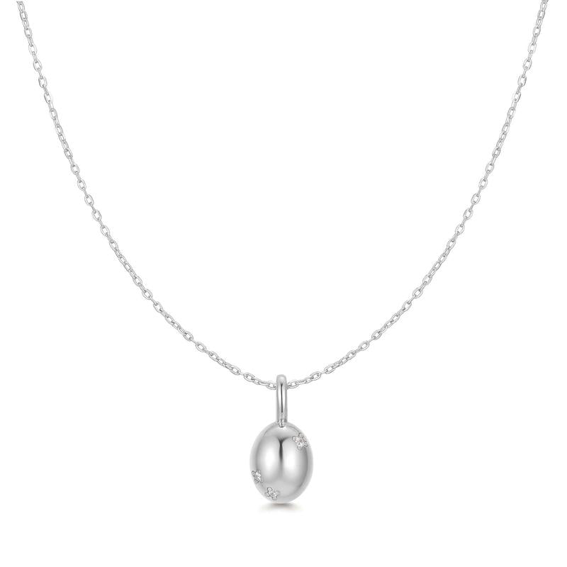Ania Haie Silver Floral Oval Pendant Necklace