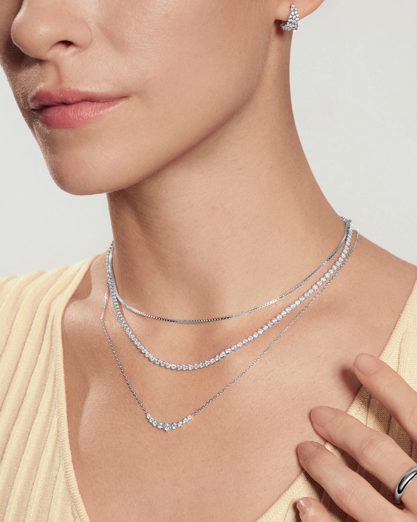 Ania Haie Silver Graduated Pave Arc Necklace