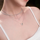 Ania Haie Silver Heart Kiss Pave Necklace