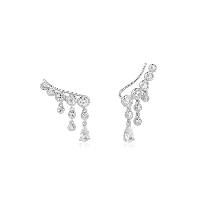 Ania Haie Silver Molten Cascade Bar Climber Earrings