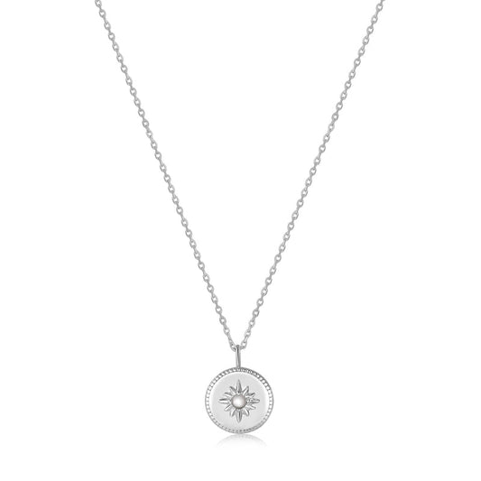 Ania Haie Silver Mother of Pearl Sun Pendant Necklace