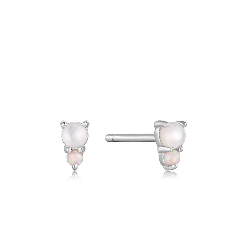 Ania Haie Silver Mother of Pearl and Kyoto Opal Stud Earrings