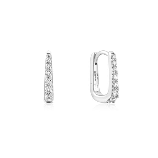 Ania Haie Silver Oval Pave Huggies