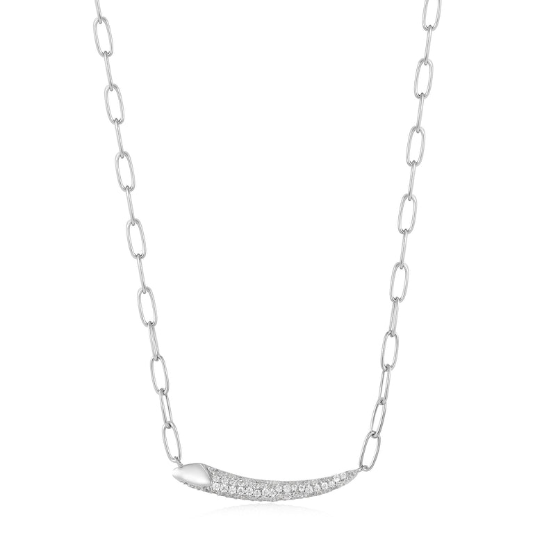 Ania Haie Silver Pave Bar Chain Necklace