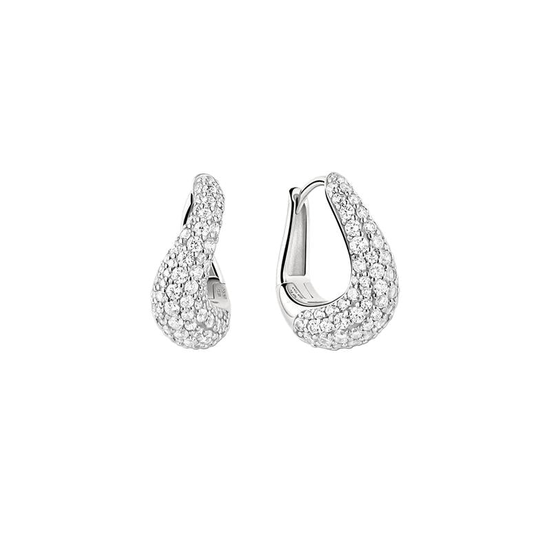 Ania Haie Silver Pave Wave Huggie Hoop Earrings