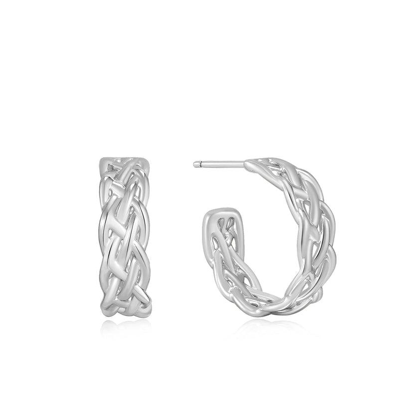 Ania Haie Silver Rope Chunky Hoop Earrings