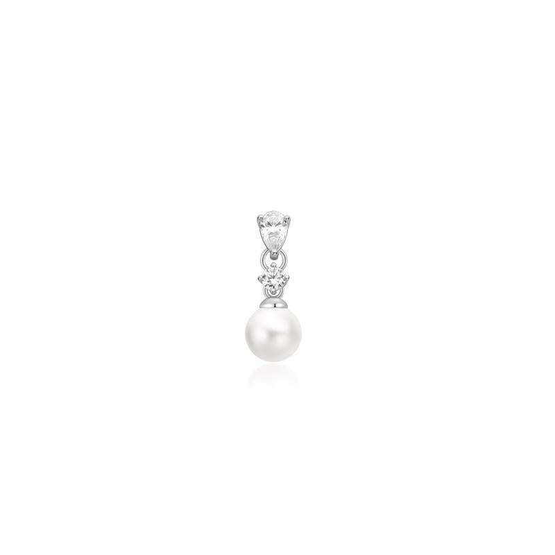 Ania Haie Silver Shell Pearl Dangling Barbell Earring