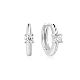 Ania Haie Silver Solitaire Cubic Zirconia Mini Huggies