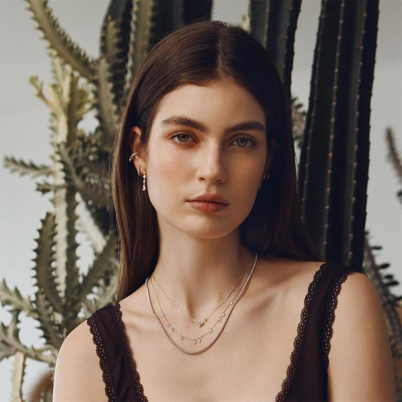 Ania Haie Silver Sparkling Lucky Clover Necklace with Cubic Zirconia