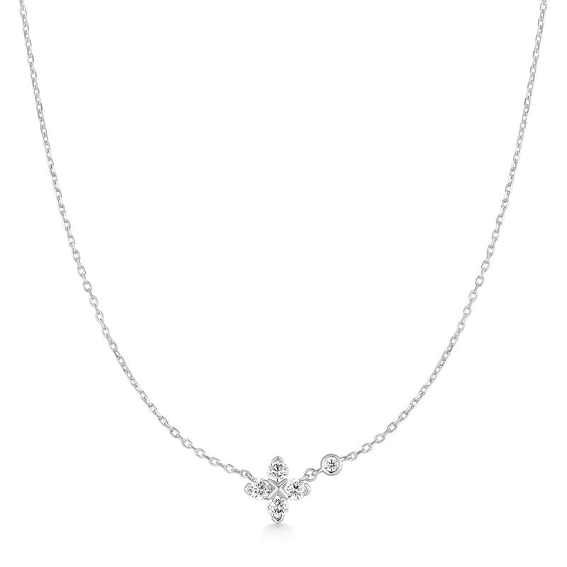 Ania Haie Silver Sparkling Lucky Clover Necklace with Cubic Zirconia