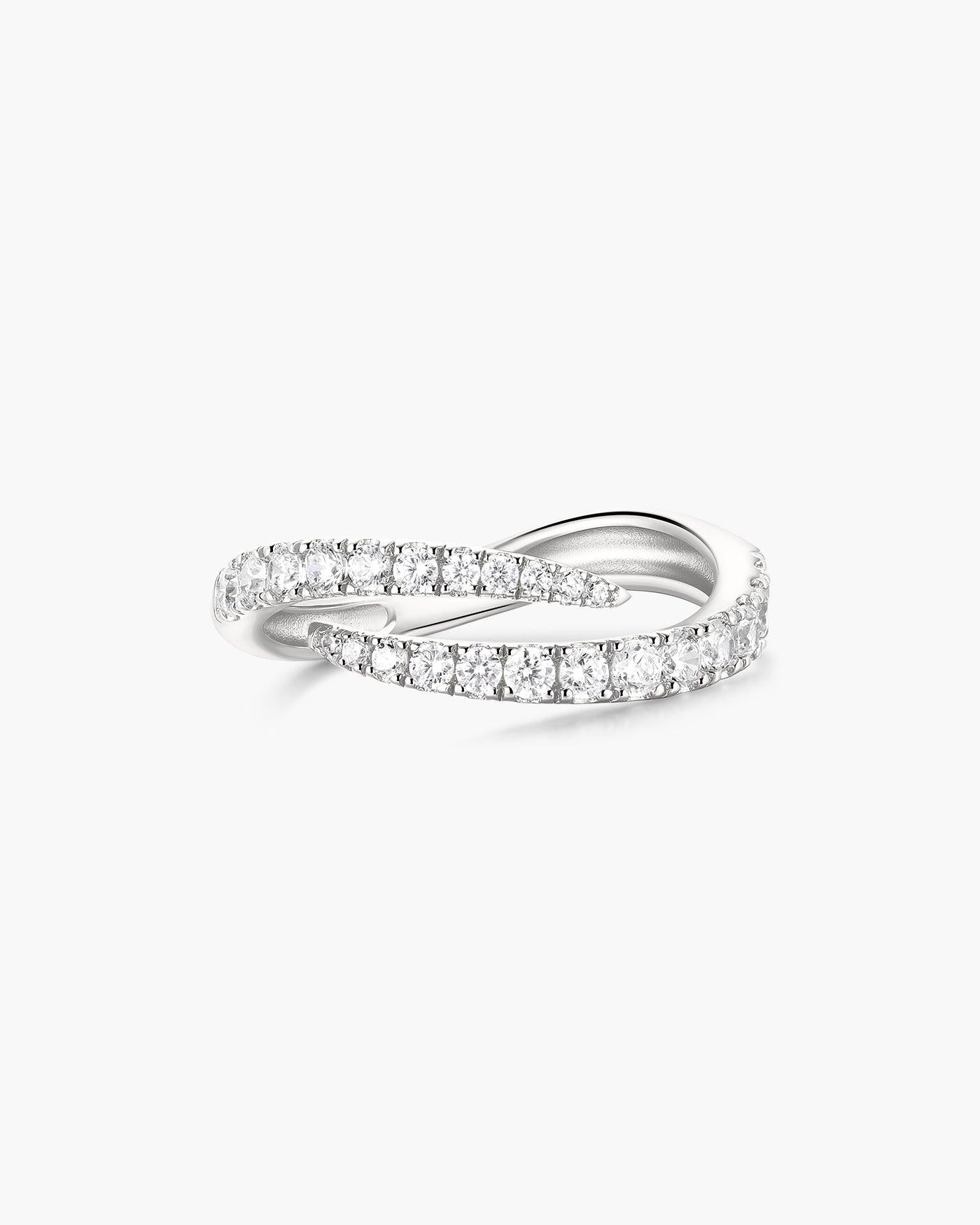 Ania Haie Silver Spiral Pave Adjustable Ring