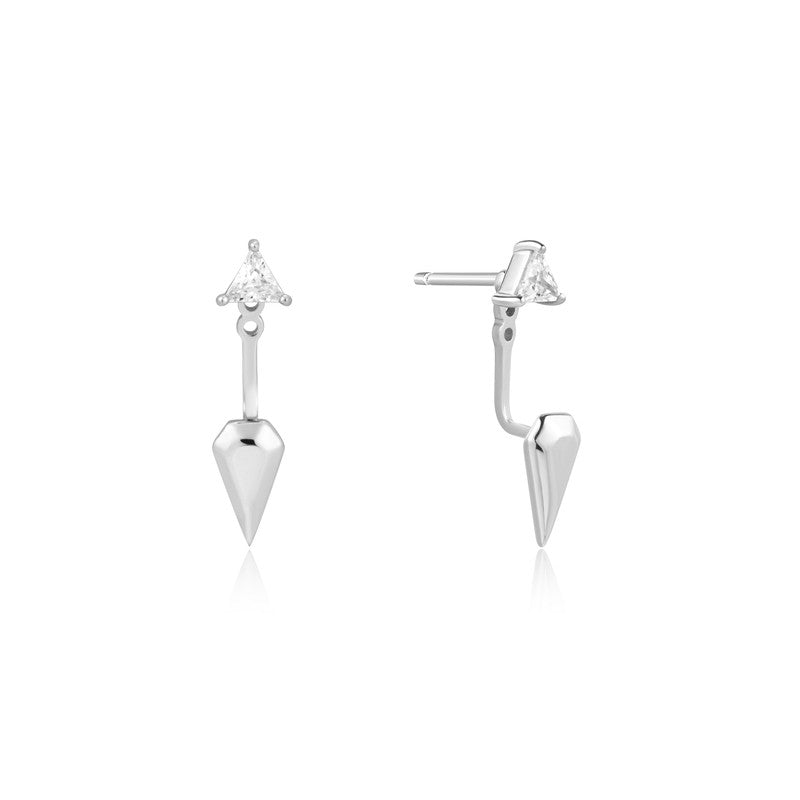 Ania Haie Silver Triangle Cubic Zirconia Geometric Stud Ear Jackets