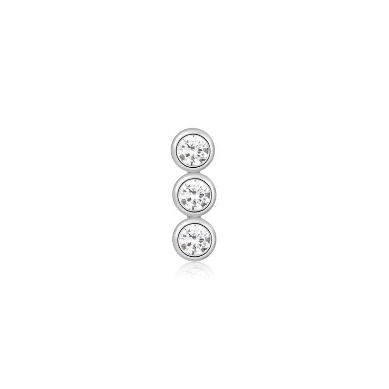 Ania Haie Silver Triple Stone Bezel Barbell Single Earring