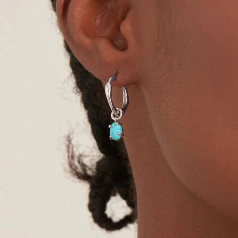 Ania Haie Silver Turquoise Drop Wave Huggie Hoop Earrings