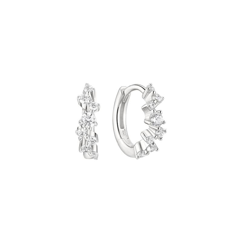 Ania Haie Silver Zig-Zag Pave Huggie Hoop Earrings