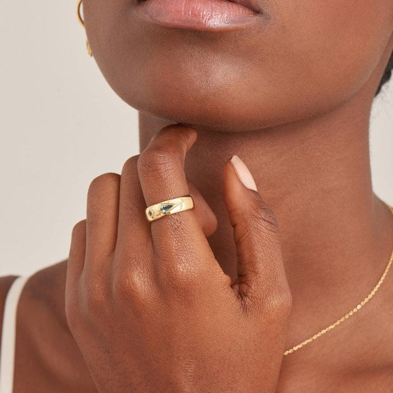 Ania Haie Sparkle Emblem Thick Band Ring