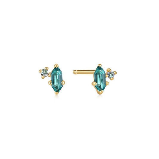 Ania Haie Teal Sparkle Emblem Stud Earrings