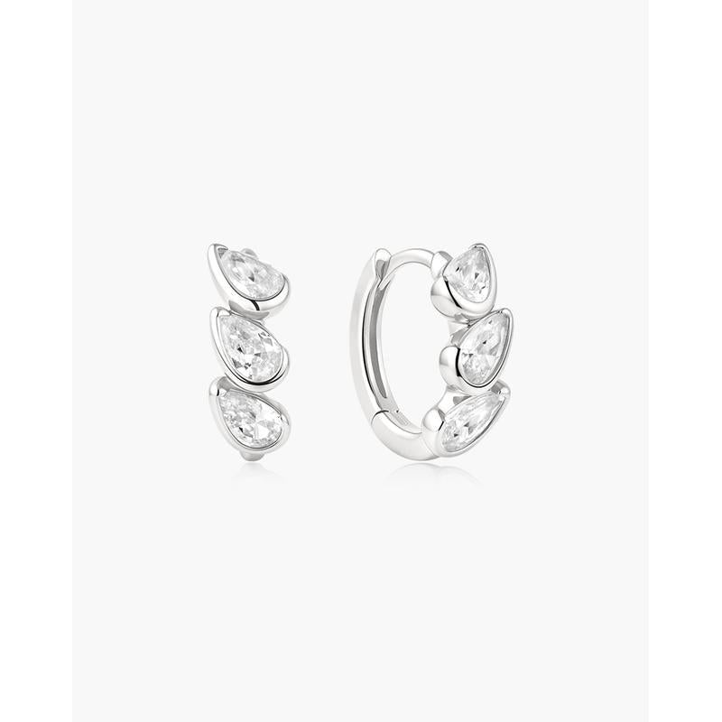 Ania Haie Triple Half-Bezel Teardrop Huggie Hoop Women's Earrings