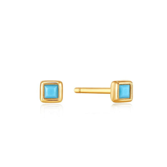Ania Haie Turquoise Square Gold Stud Earrings