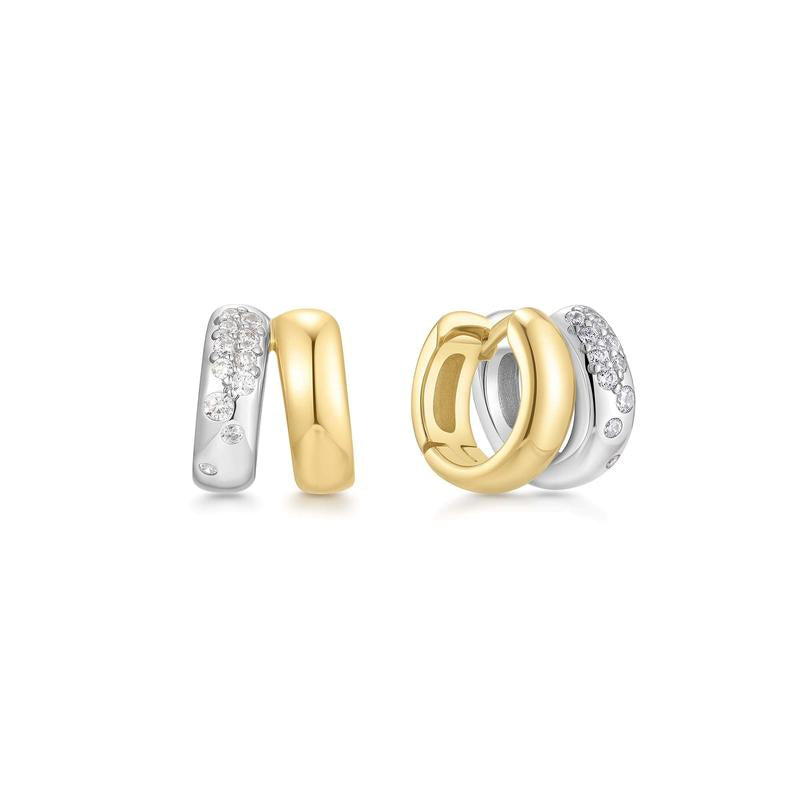 Ania Haie Two-Tone Sparkling Duet Mixed Huggie Hoop Earrings