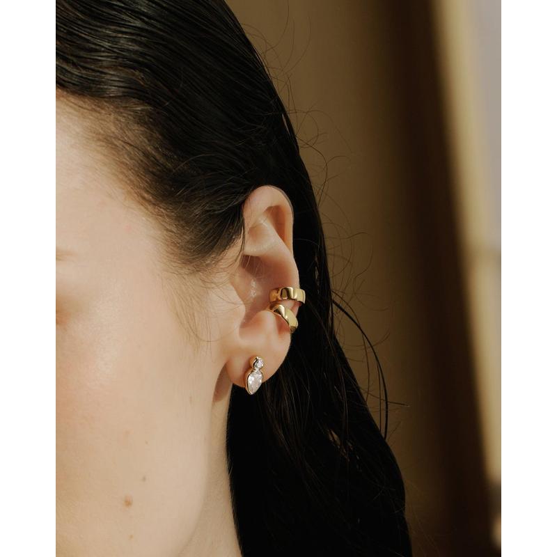 Ania Haie Wanderer Bezel Inverted Teardrop & Round Stud Earrings E076-04G