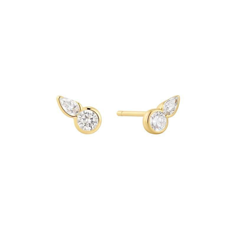 Ania Haie Wanderer Gold Bezel Round & Teardrop Stud Earrings E076-01G