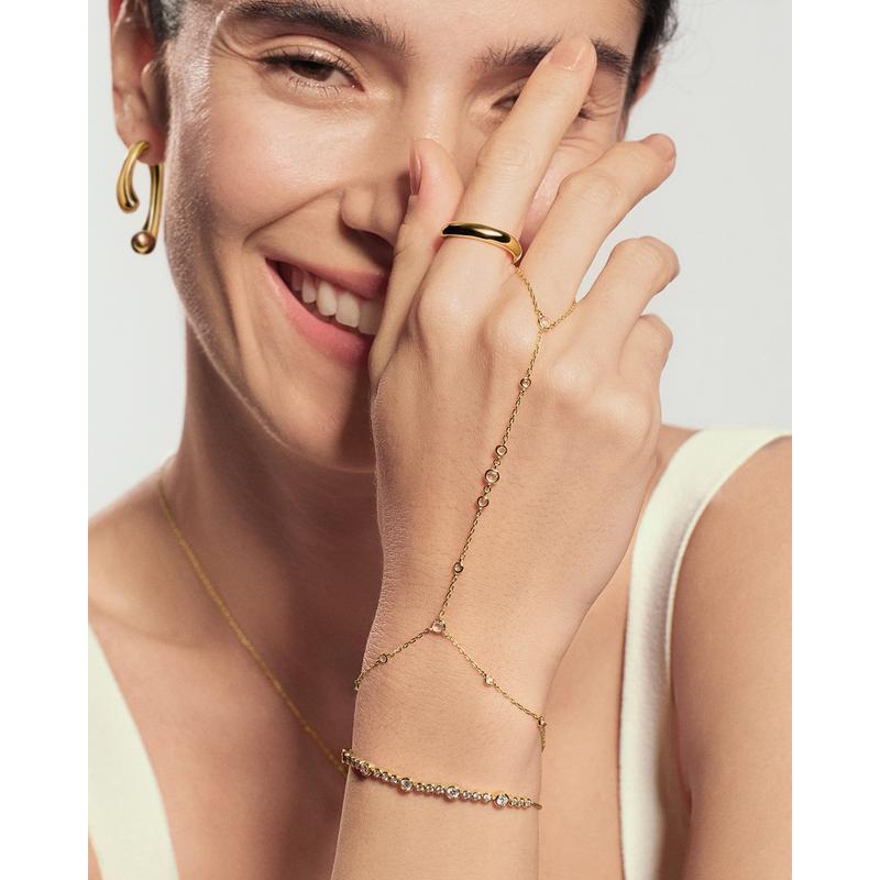 Ania Haie Wanderer Gold Bezel-Set Station Hand Chain B076-07G