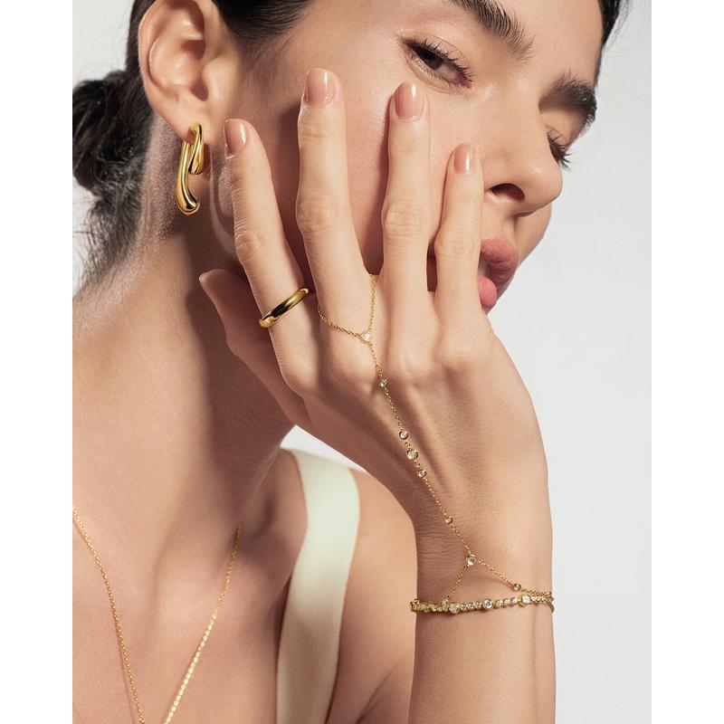 Ania Haie Wanderer Gold Bezel-Set Station Hand Chain B076-07G