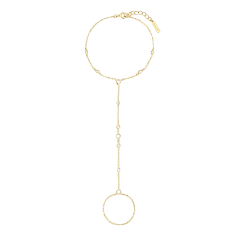 Ania Haie Wanderer Gold Bezel-Set Station Hand Chain B076-07G