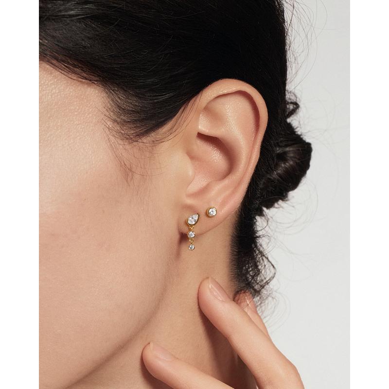 Ania Haie Wanderer Teardrop & Bezel Round Dangle Stud Earrings E076-03G