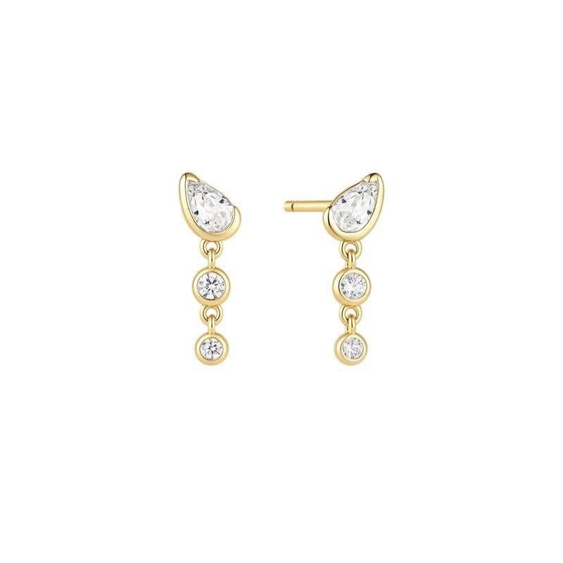 Ania Haie Wanderer Teardrop & Bezel Round Dangle Stud Earrings E076-03G