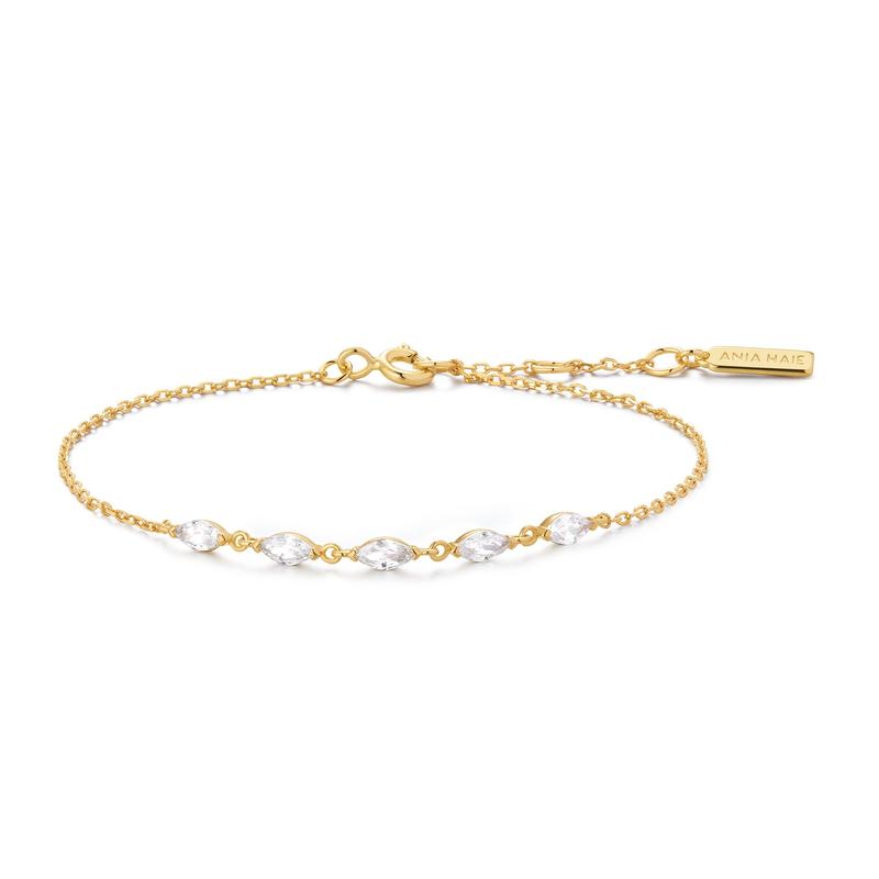 Ania Haie Yellow Gold Bracelet with White Cubic Zirconia Stones