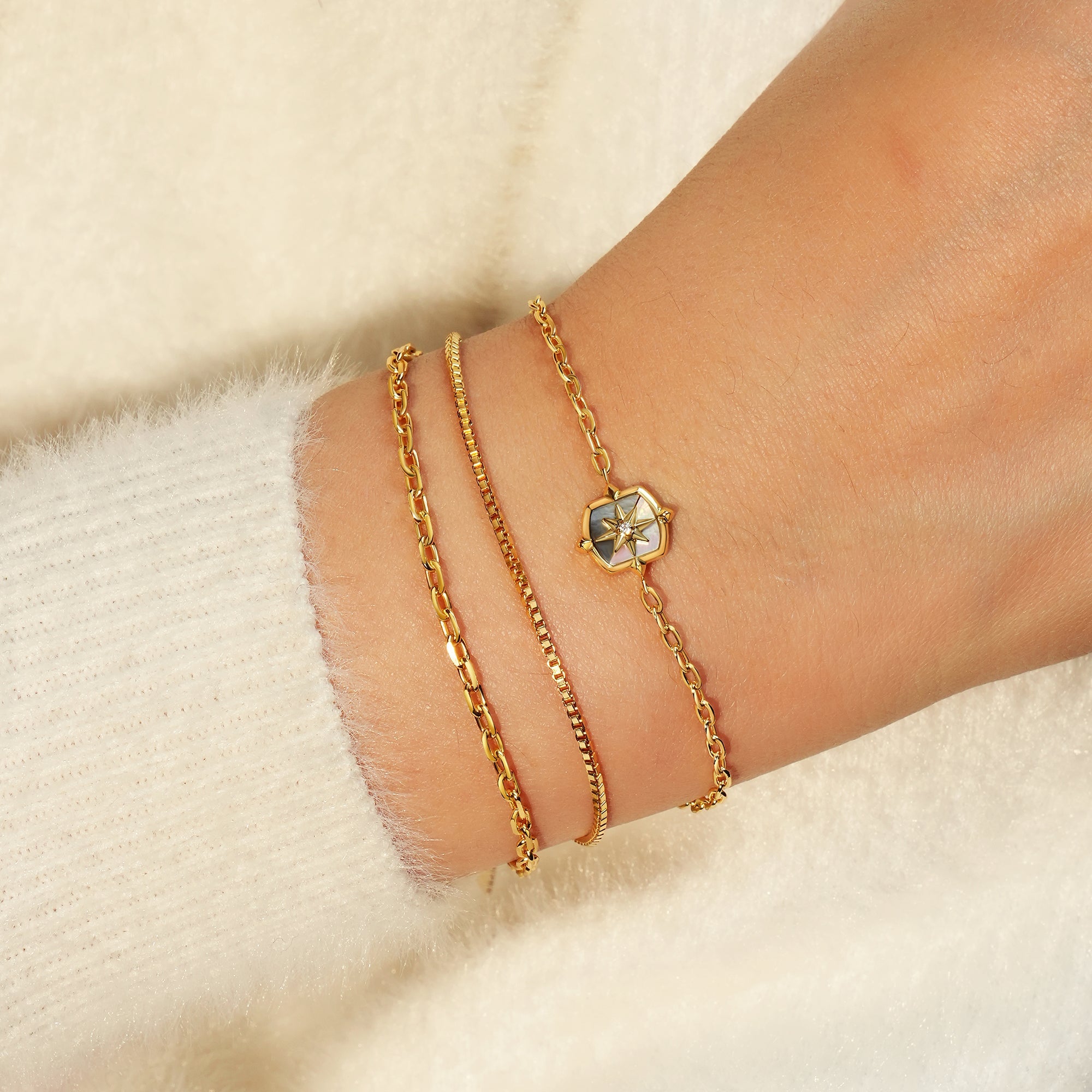 14k Gold-Plated Paper Clip Chain Bracelet in Sterling Silver