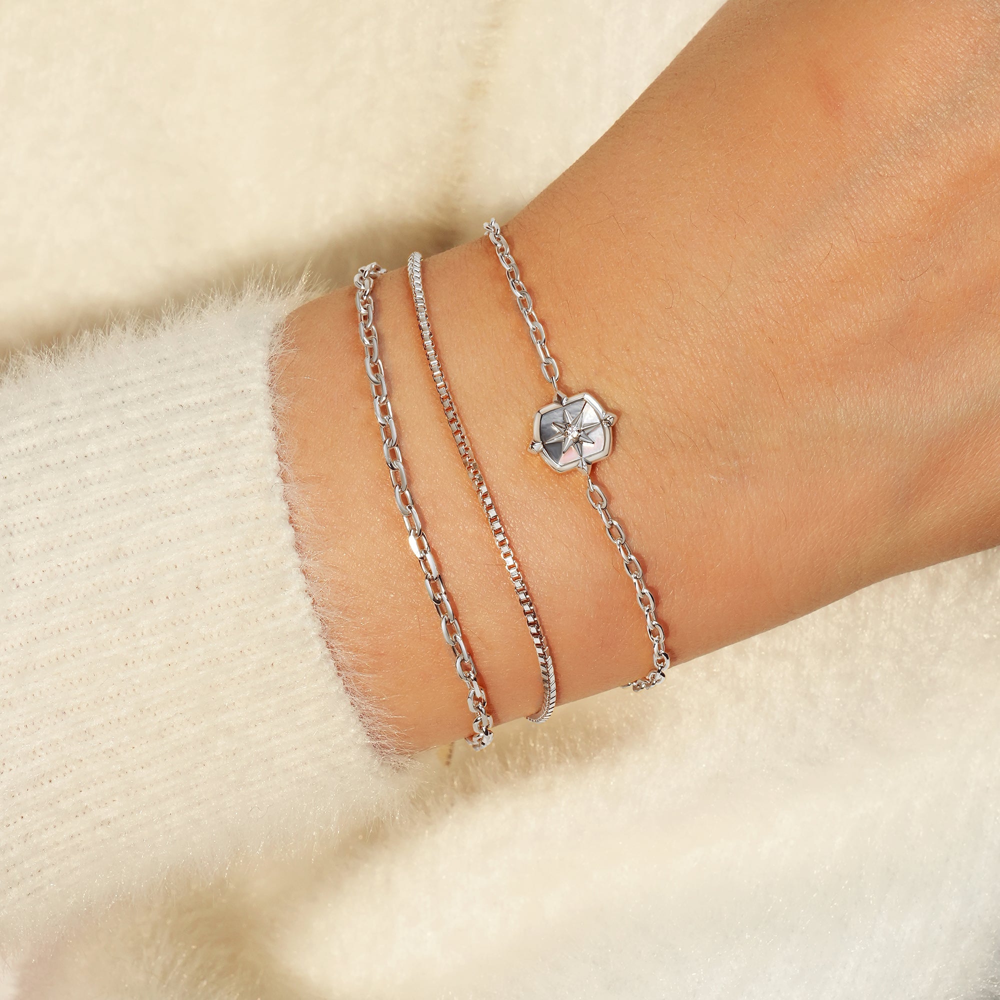 Rhodium-Plated 925 Silver Paper Clip Chain Bracelet – 6.5" Length