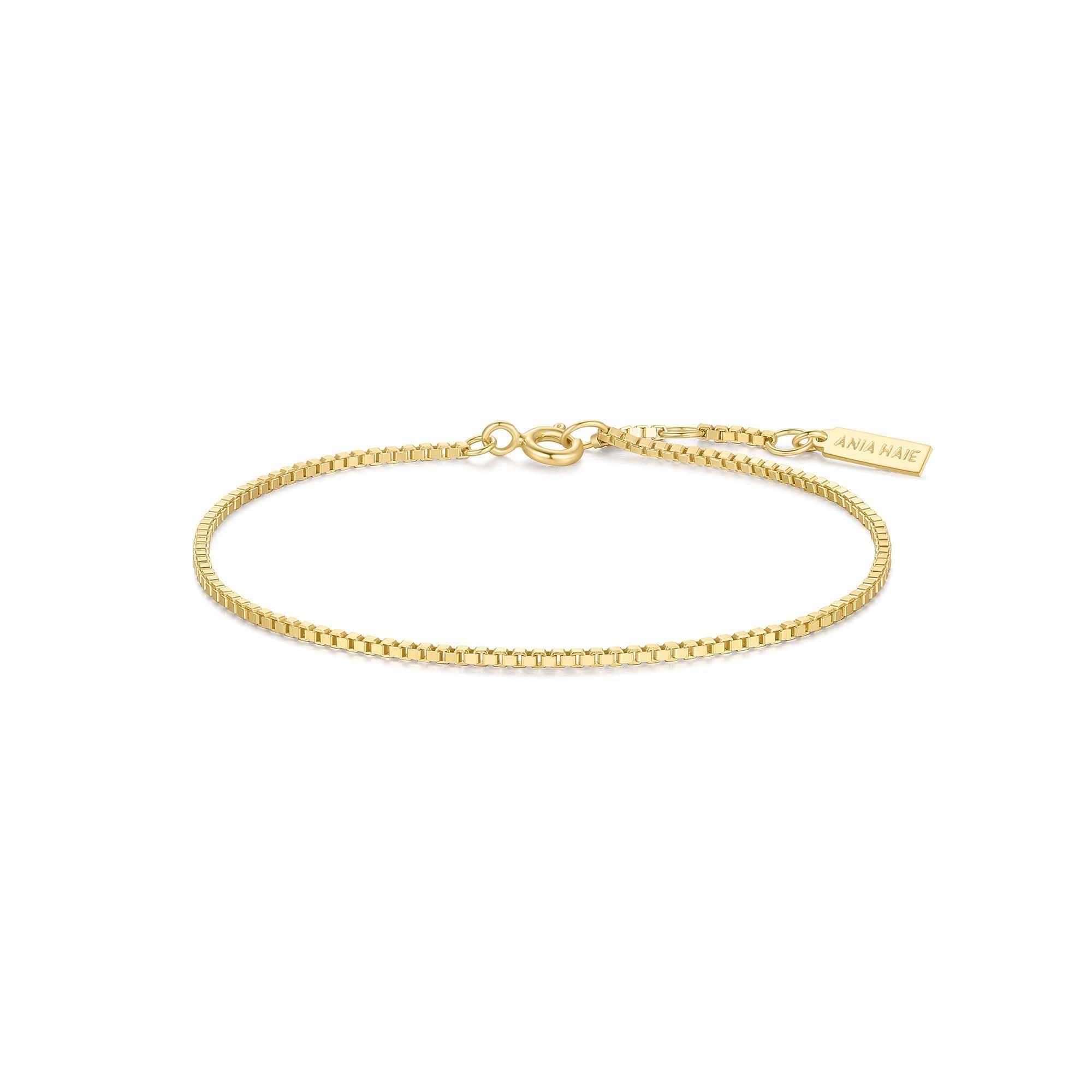Elegant 925 Sterling Silver Gold Box Chain Bracelet for Women