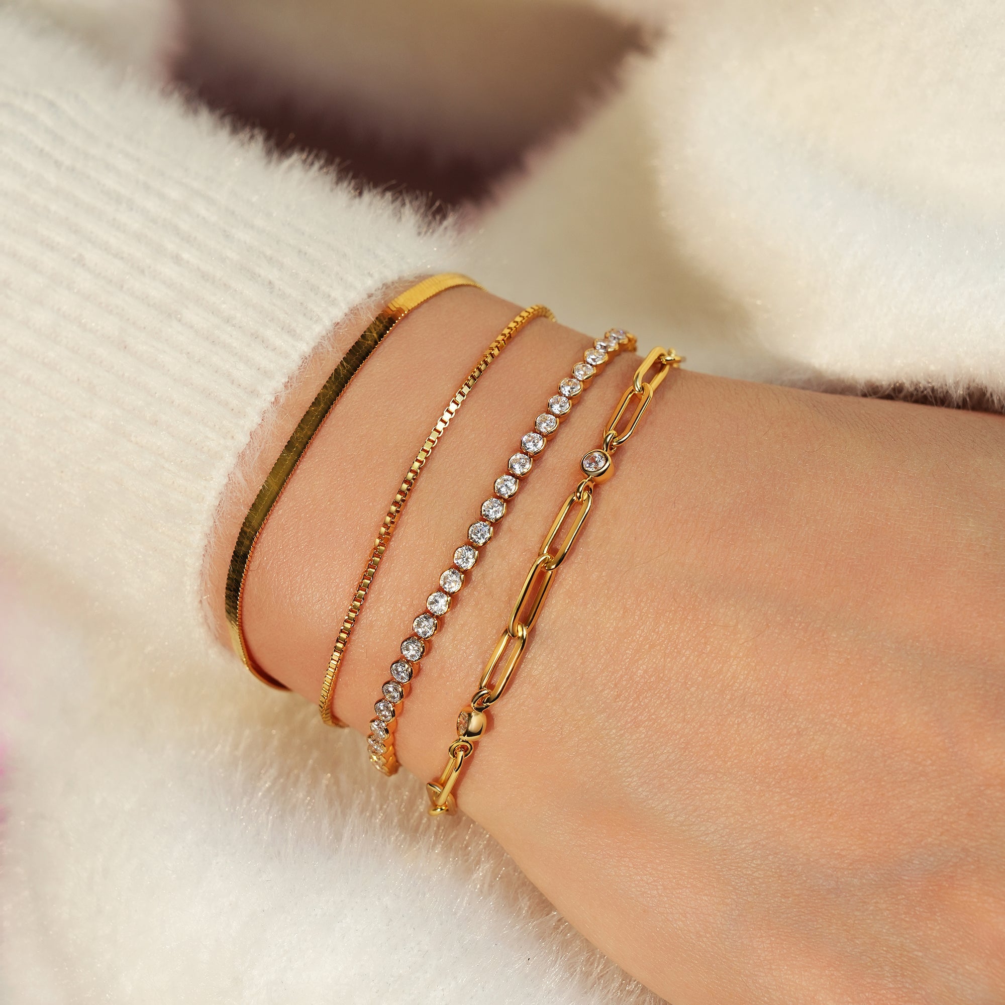 Elegant 925 Sterling Silver Gold Box Chain Bracelet for Women