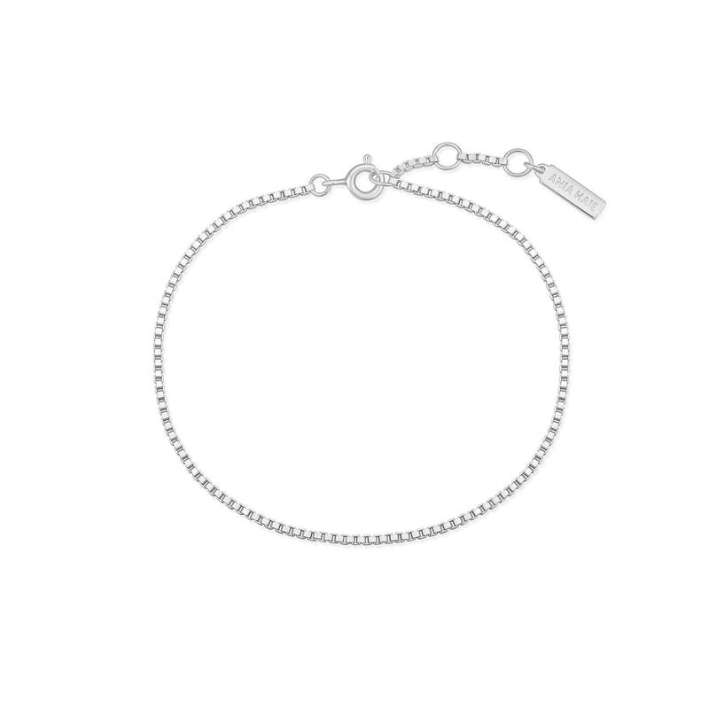 Elegant Silver Box Chain Bracelet with Rhodium Finish