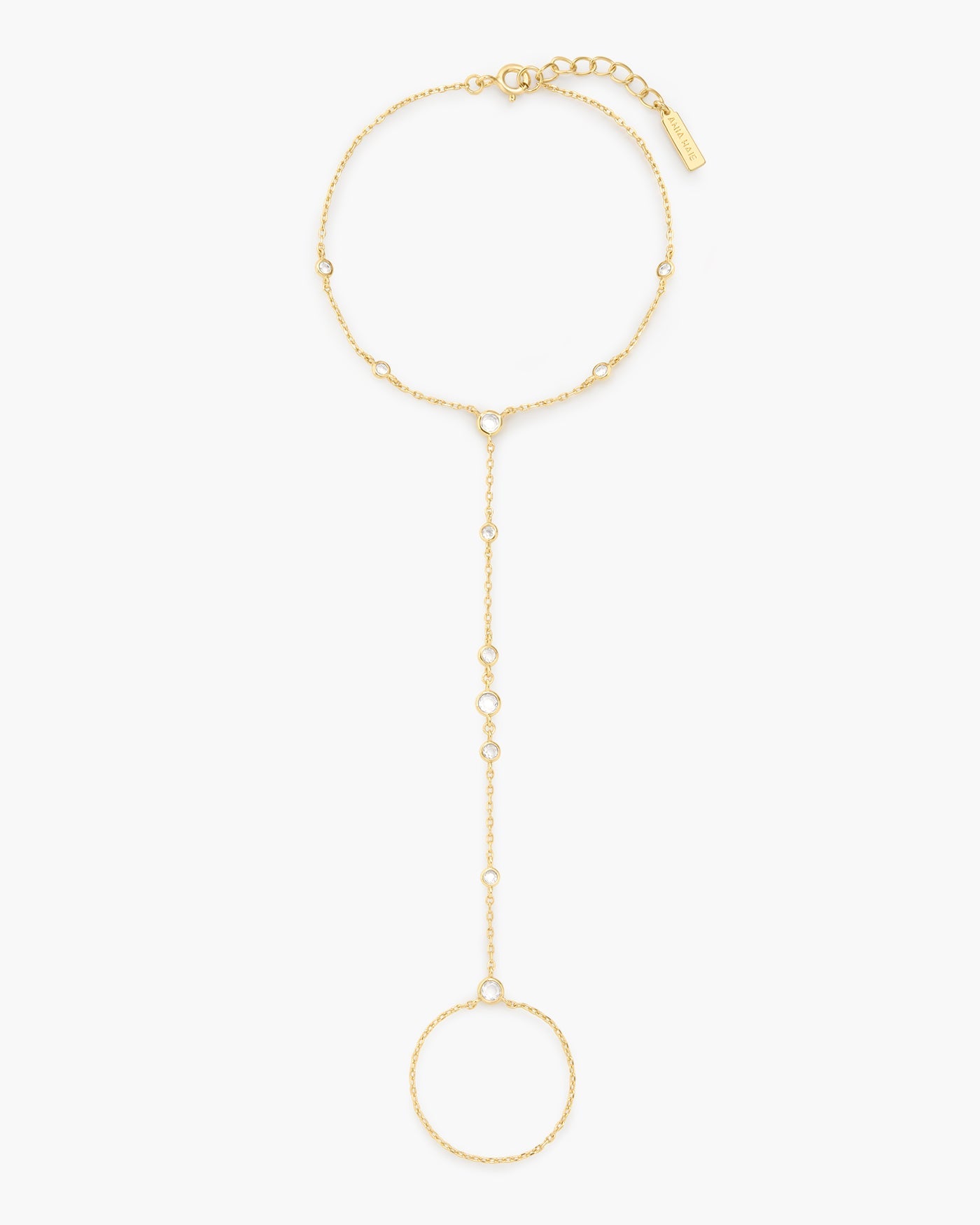 Ania Haie Wanderer Gold Bezel-Set Station Hand Chain B076-07G