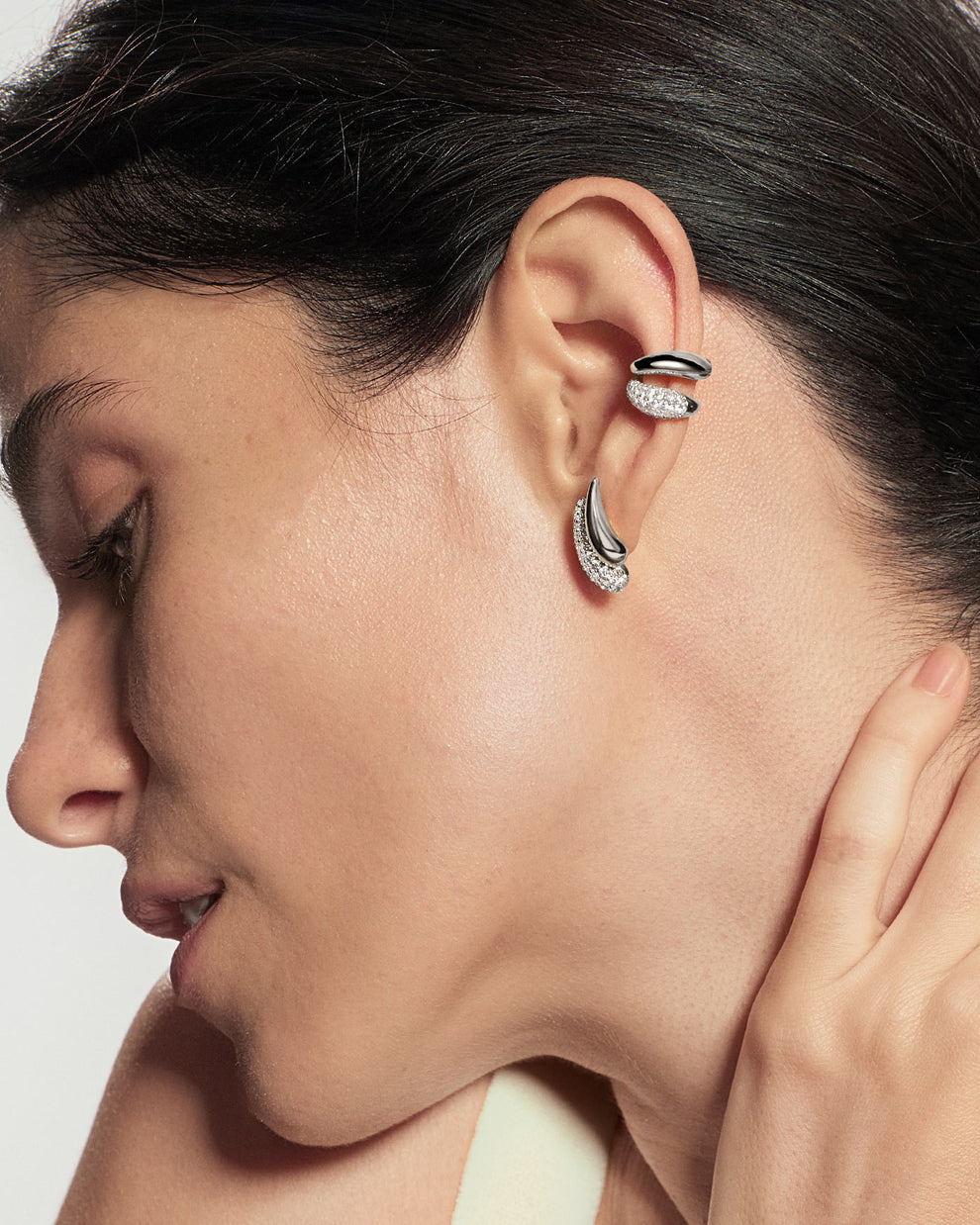 Ania Haie Gold Pavé & Polished Teardrop Duet Stud Earrings