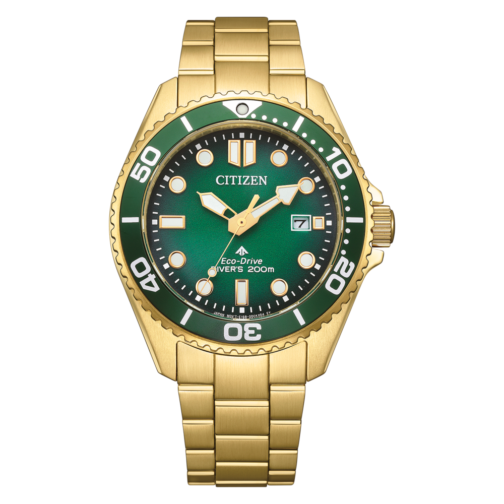 Citizen Promaster Eco-Drive Gold-Tone Diver Watch with Green Dial