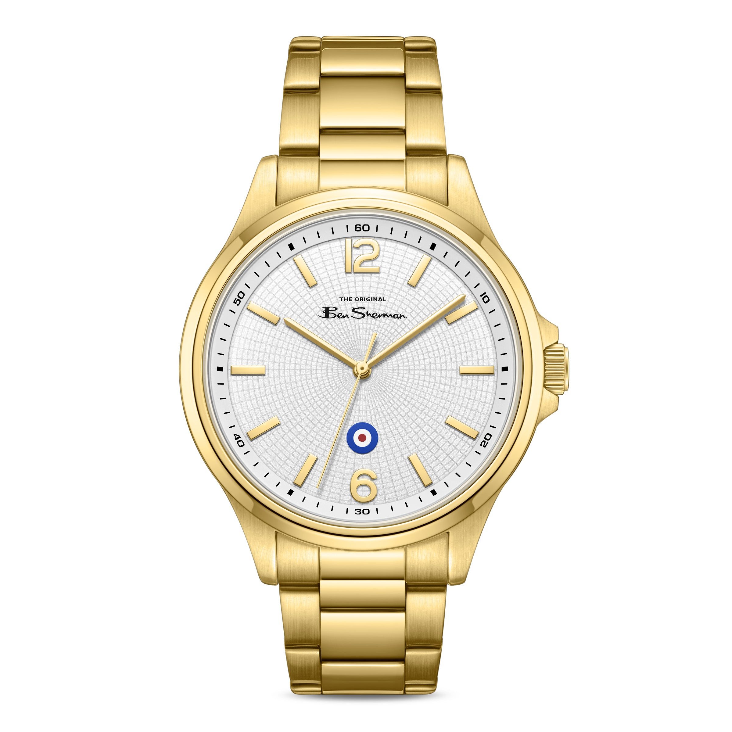 Ben Sherman Men’s Gold-Tone Watch with Textured White Dial