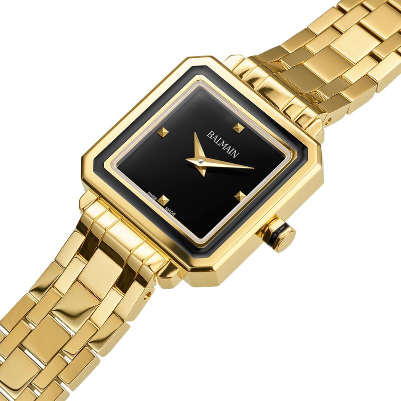 Balmain Eirini Square Quartz Watch Black Dial